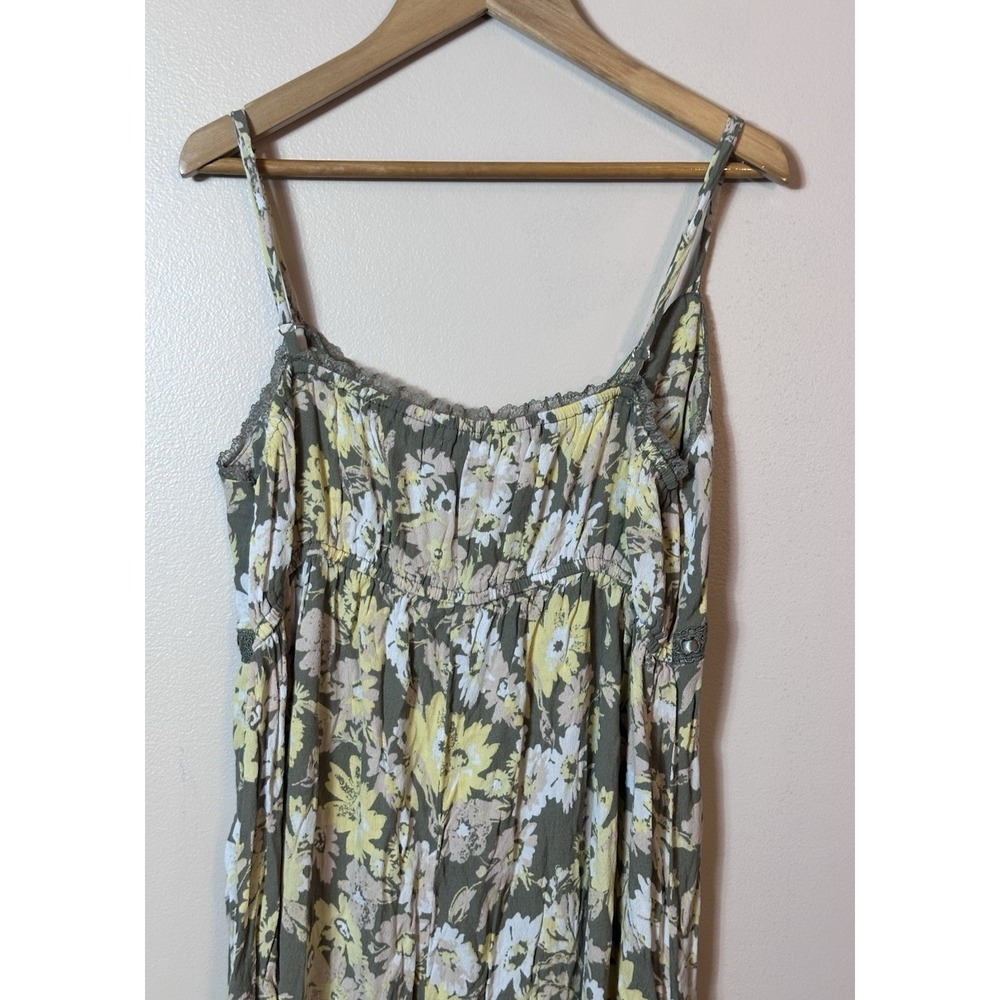 Stitch And Pine Slip Dress Medium Green Yellow Fairy Cottagecore 90s Y2K Cami M - Picture 13 of 13